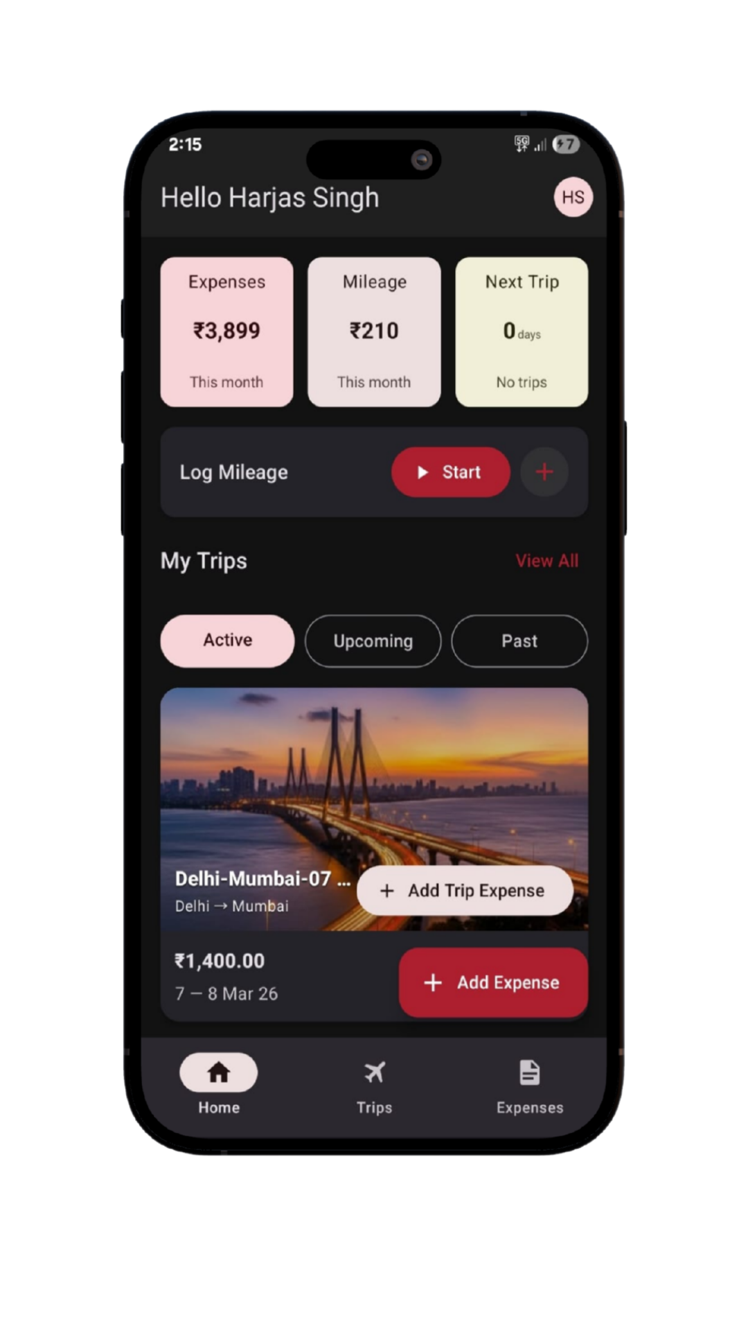 Travilo app dashboard screenshot